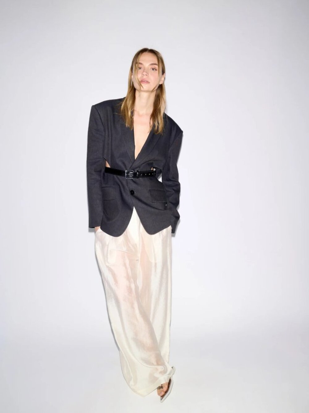 NWT $995 Tibi Stretch Linen Viscose Side Cut Blazer Size 0